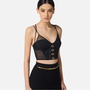 Chic Black Bustier with Gold Accents